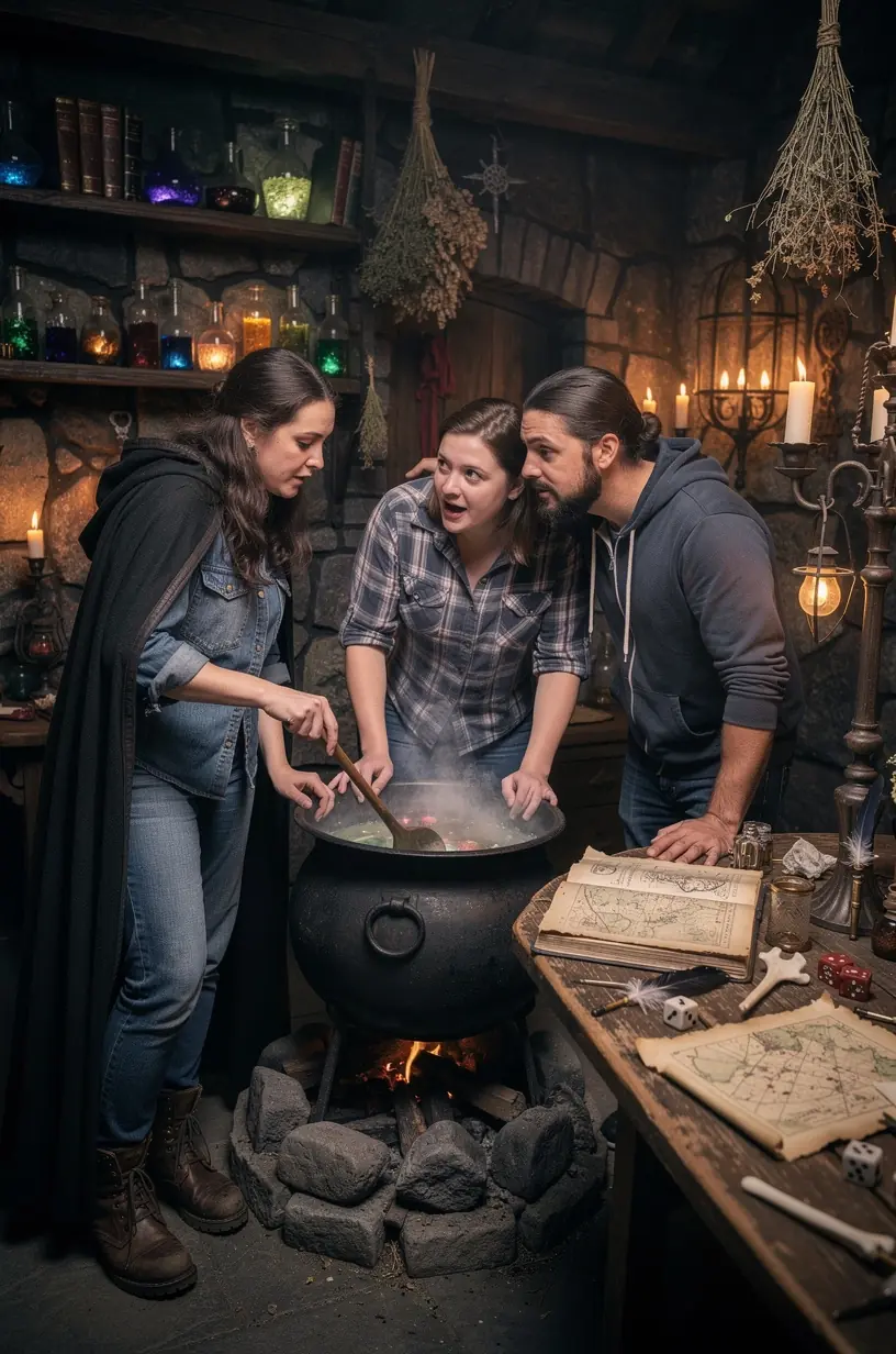 Group solving puzzles in a themed escape room